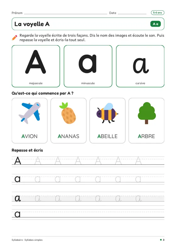 Syllabaire — Syllabes simples